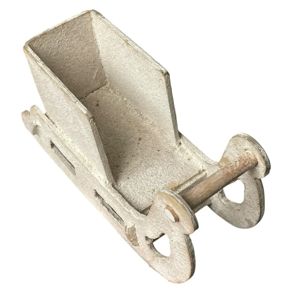 Vintage Christmas Putz Sleigh Cardboard Mica White Santa Sled Antique READ